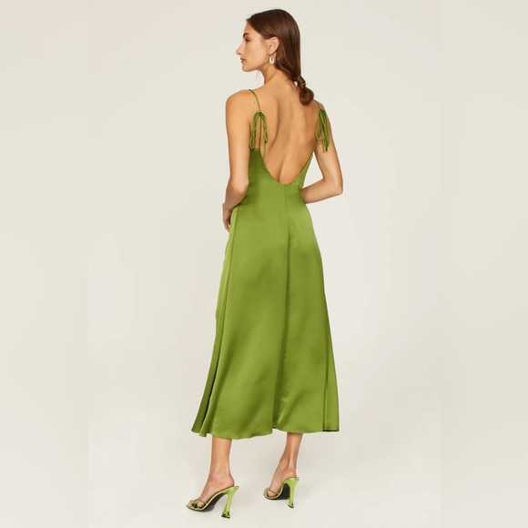 Sandro Zola Green Satin Dress - Picture 3 of 8